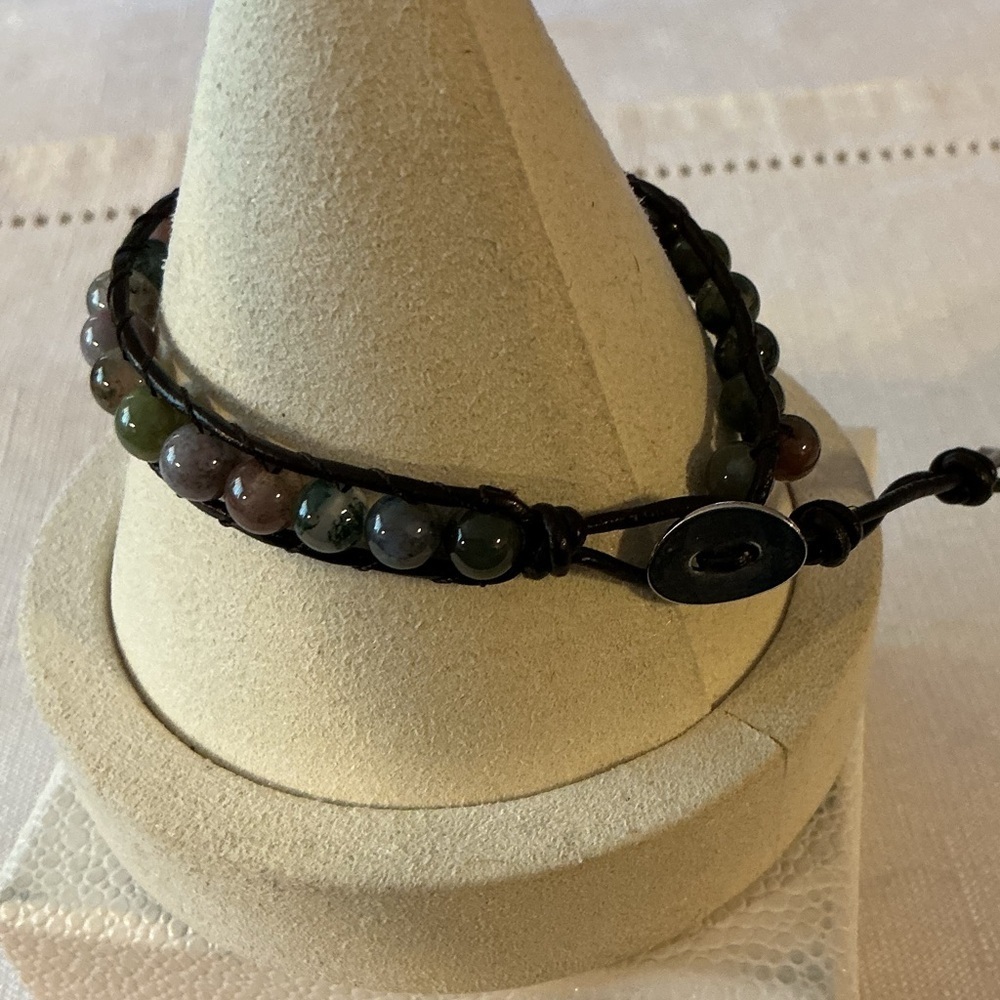 Natural Ruby Zoisite Silver Tone Necklace and Bracelet Set - Picture 7 of 9